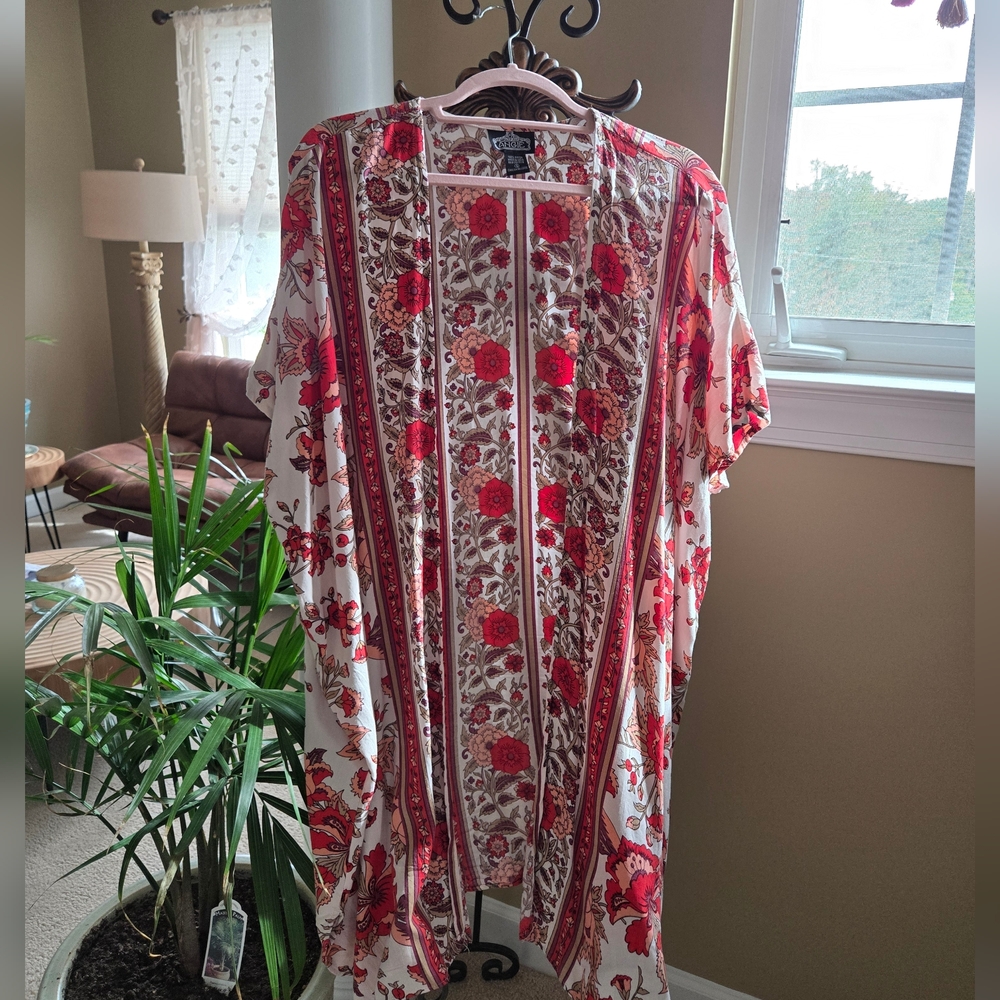 Angie Floral Bohemian Open Front Kimono Cardigan Kafta